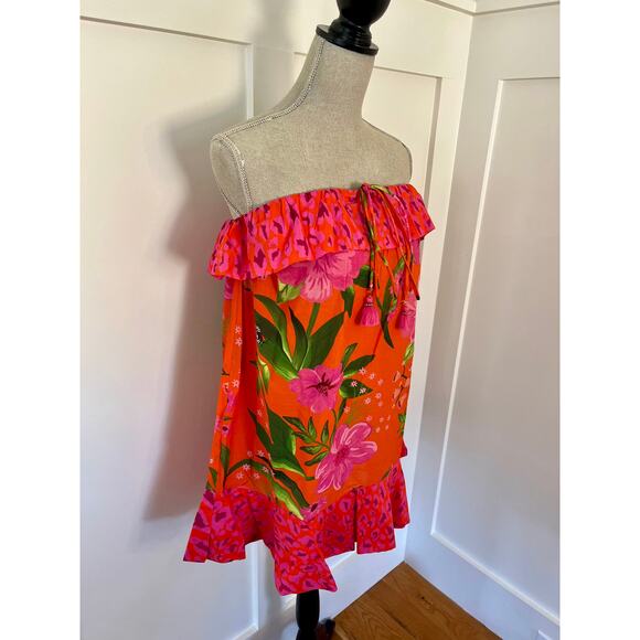 Farm Rio  Romantic Garden & Leopard Pop Short Cover Up Multi Size Large - Picture 3 of 5